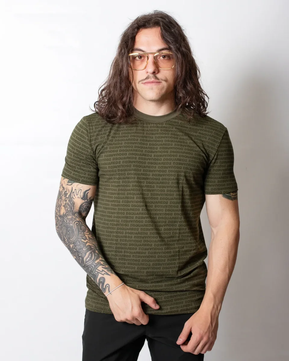 T-Shirt Dsquared2 con logo all-over uomo
