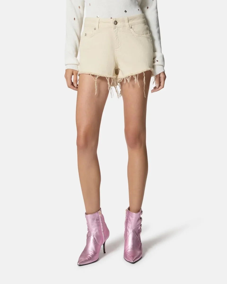 Shorts John Richmond in denim "50% Rock, 50% Roll" donna - immagine 2