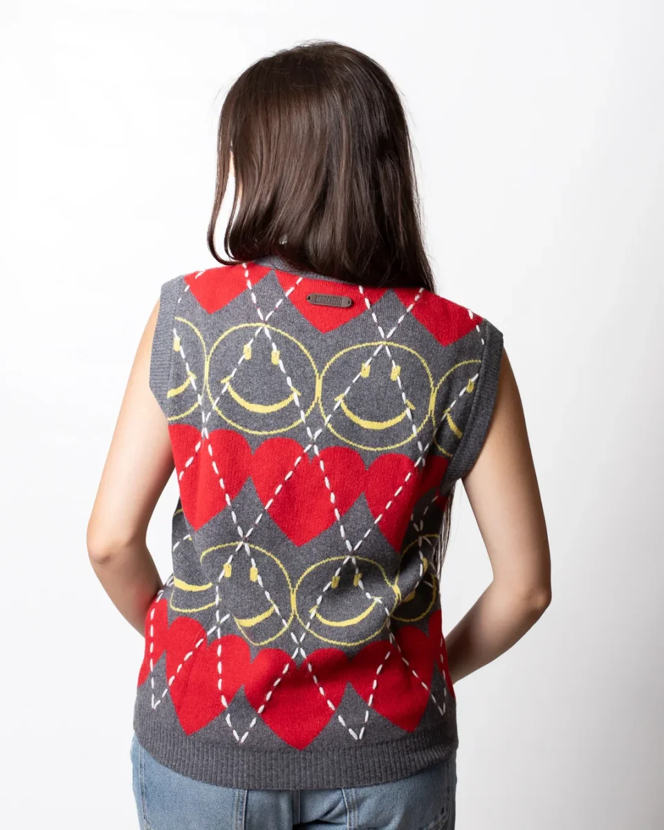 Gilet Moschino "Smiley Capsule" girocollo con ricami all-over - immagine 9